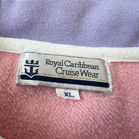 Vintage Y2K Pastel Collared Sweatshirt Royal Caribbean Cruise Wear size XL Pink - Picture 3 of 13